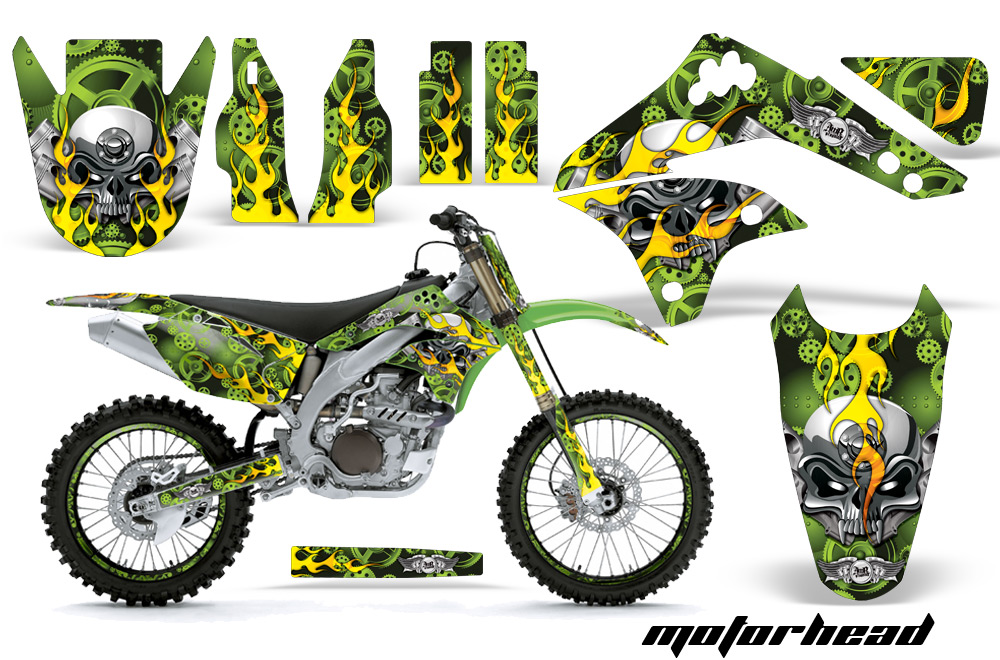 Kawasaki KX450F 06 08 Graphic Kit Motorhead Green NPs